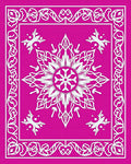 Fuchsia White Floral Medallion Border Rug