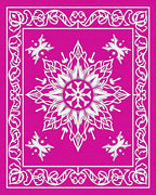 Fuchsia White Floral Medallion Border Rug