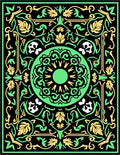 Classic Black Green Floral Medallion Rug