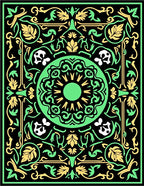 Classic Black Green Floral Medallion Rug