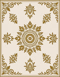 Gold Floral Mandala Corner Rug