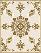 Gold Floral Mandala Corner Rug