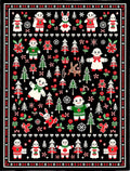 Festive Folklore Characters Red Green Black Rug