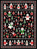 Festive Folklore Characters Red Green Black Rug
