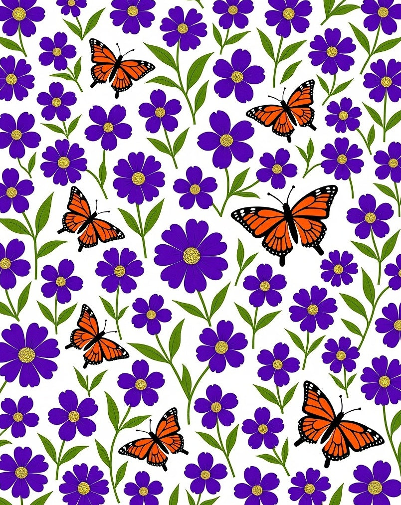 Vibrant Purple Floral Butterfly Garden Rug