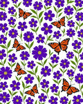 Vibrant Purple Floral Butterfly Garden Rug