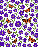 Vibrant Purple Floral Butterfly Garden Rug