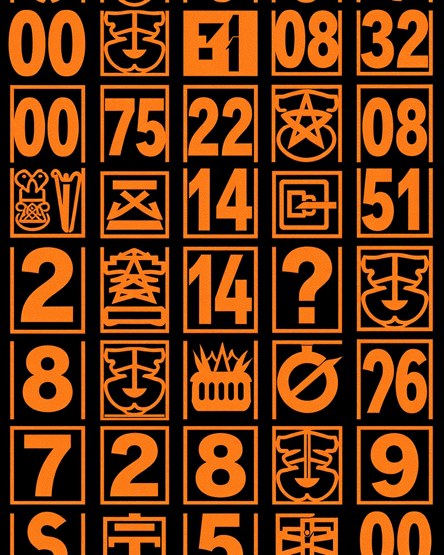 Orange Geometric Number Collage Rug