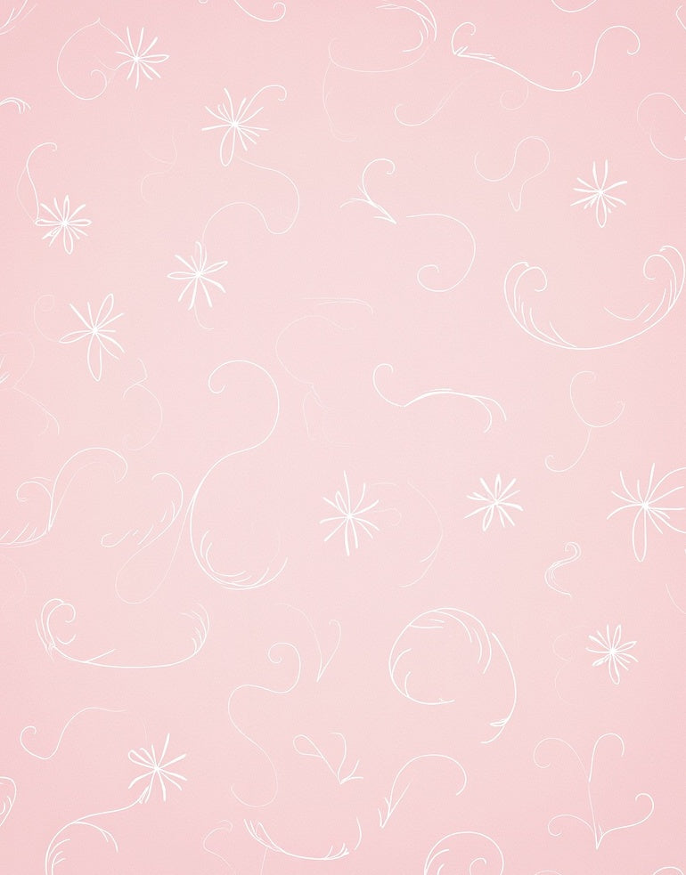 Pale Pink Floral Swirl Sketch Rug