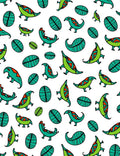 Turquoise Green Dinosaur Leaves Whimsical Rug