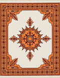 Orange Geometric Floral Medallion Rug