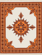 Orange Geometric Floral Medallion Rug