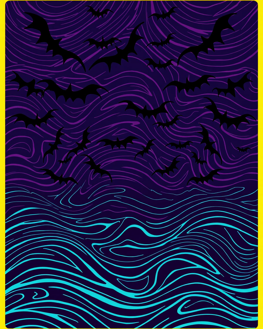 Purple Bats Swirling Night Sky Rug