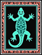 Aqua Gecko Coral Border Rug