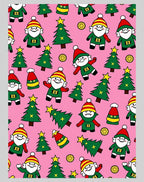 Pink Festive Elf Christmas Tree Repeat Rug