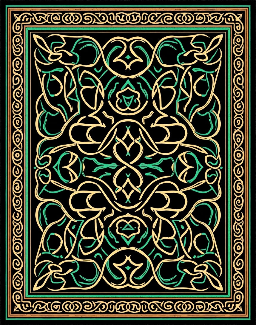 Black Mint Gold Celtic Knot Rug