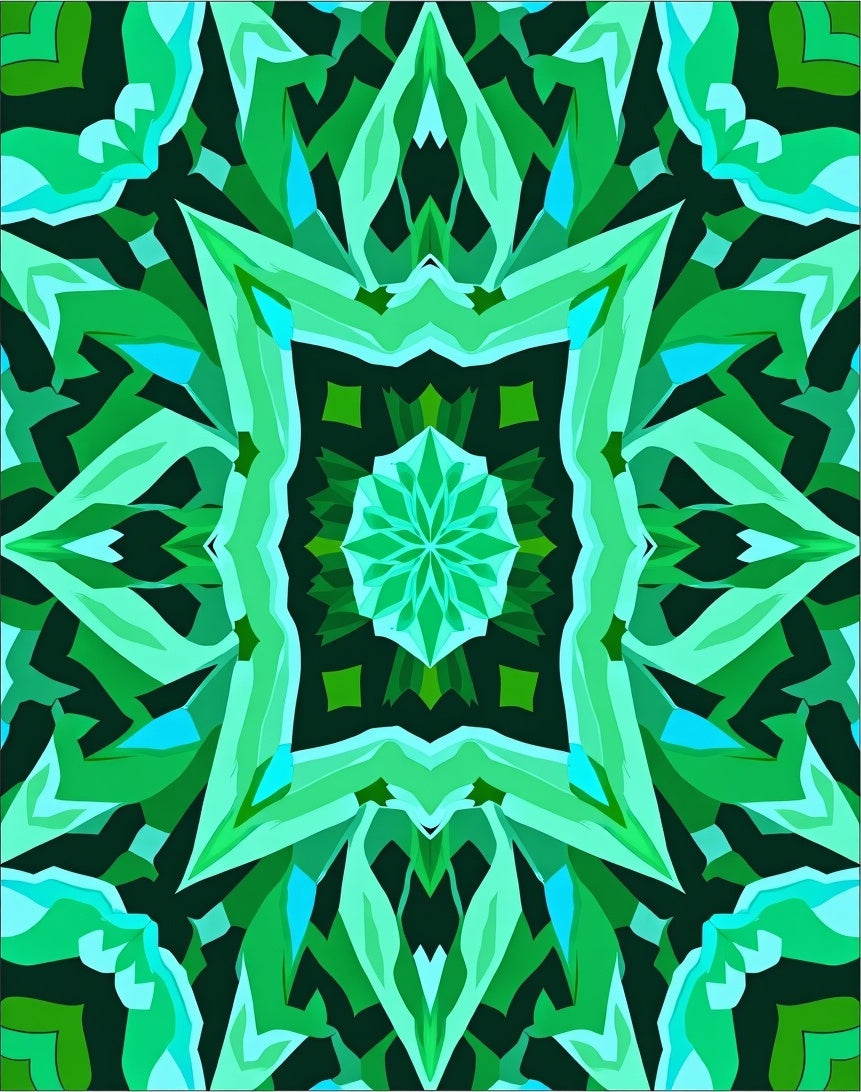 Emerald Starburst Mandala Intricate Rug