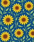 Sunny Yellow Sunflower Vine Garden Rug