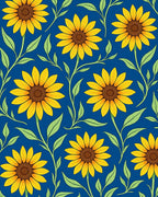 Sunny Yellow Sunflower Vine Garden Rug