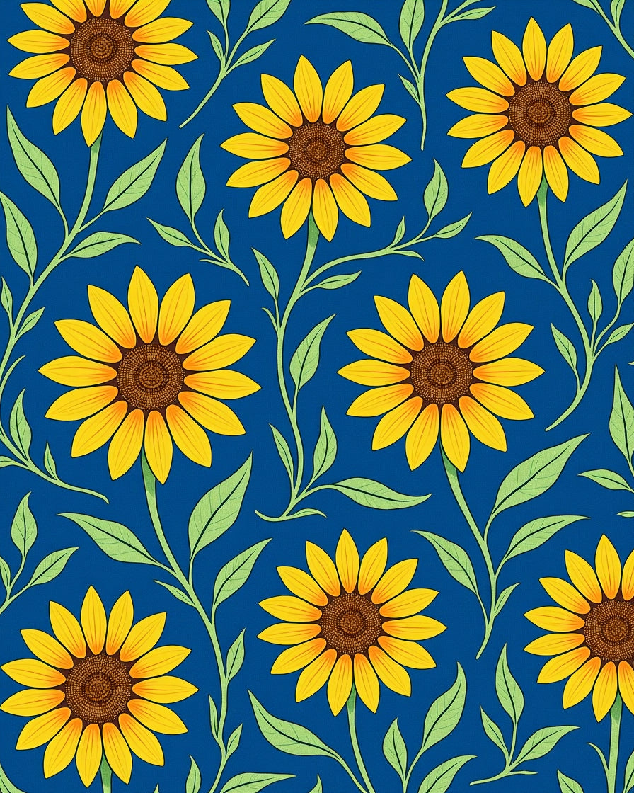 Sunny Yellow Sunflower Vine Garden Rug
