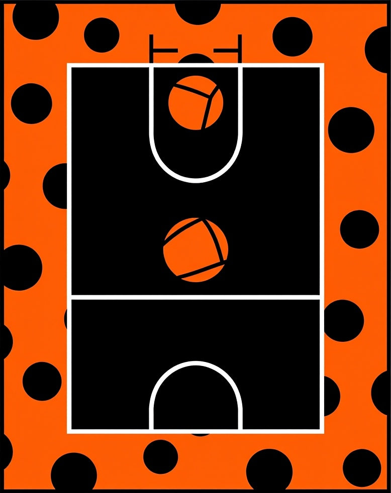 Orange Black Polka Dot Court Rug