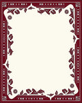 Crimson Floral and Star Border Rug