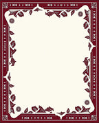 Crimson Floral and Star Border Rug