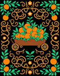 Vibrant Orange Grove Scrollwork Rug
