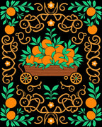 Vibrant Orange Grove Scrollwork Rug