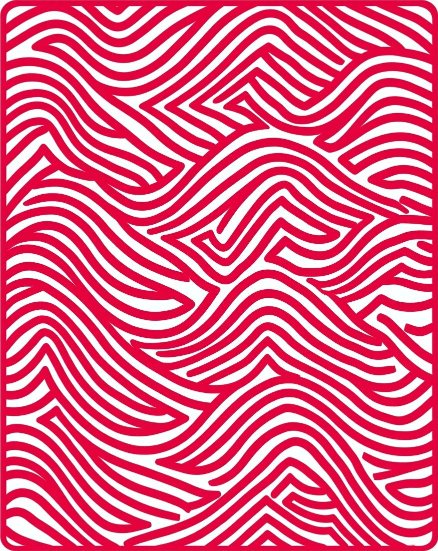 Crimson Wavy Lines Abstract Rug
