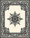 Black Ornate Border Starburst Rug