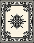 Black Ornate Border Starburst Rug