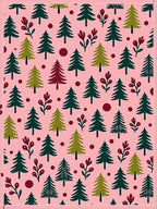 Pink Forest Trees Whimsical Berries Rug