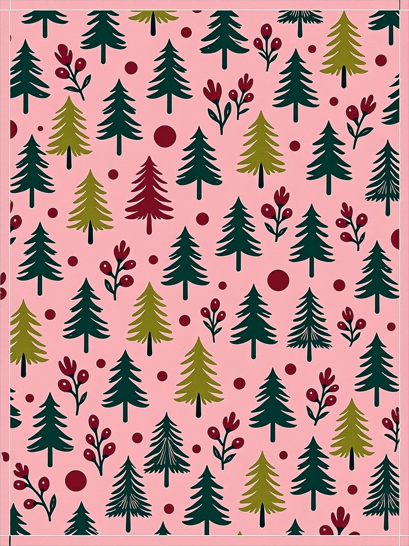 Pink Forest Trees Whimsical Berries Rug