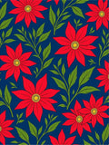Bold Red Floral Vine Navy Rug