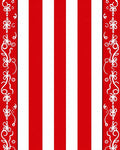Red white striped ornate border Rug