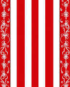 Red white striped ornate border Rug