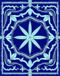 Art Nouveau Navy Blue Floral Medallion Rug