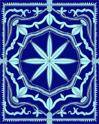 Art Nouveau Navy Blue Floral Medallion Rug