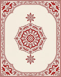 Crimson Floral Medallion Frame Rug