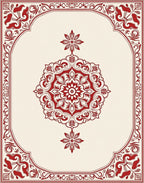 Crimson Floral Medallion Frame Rug