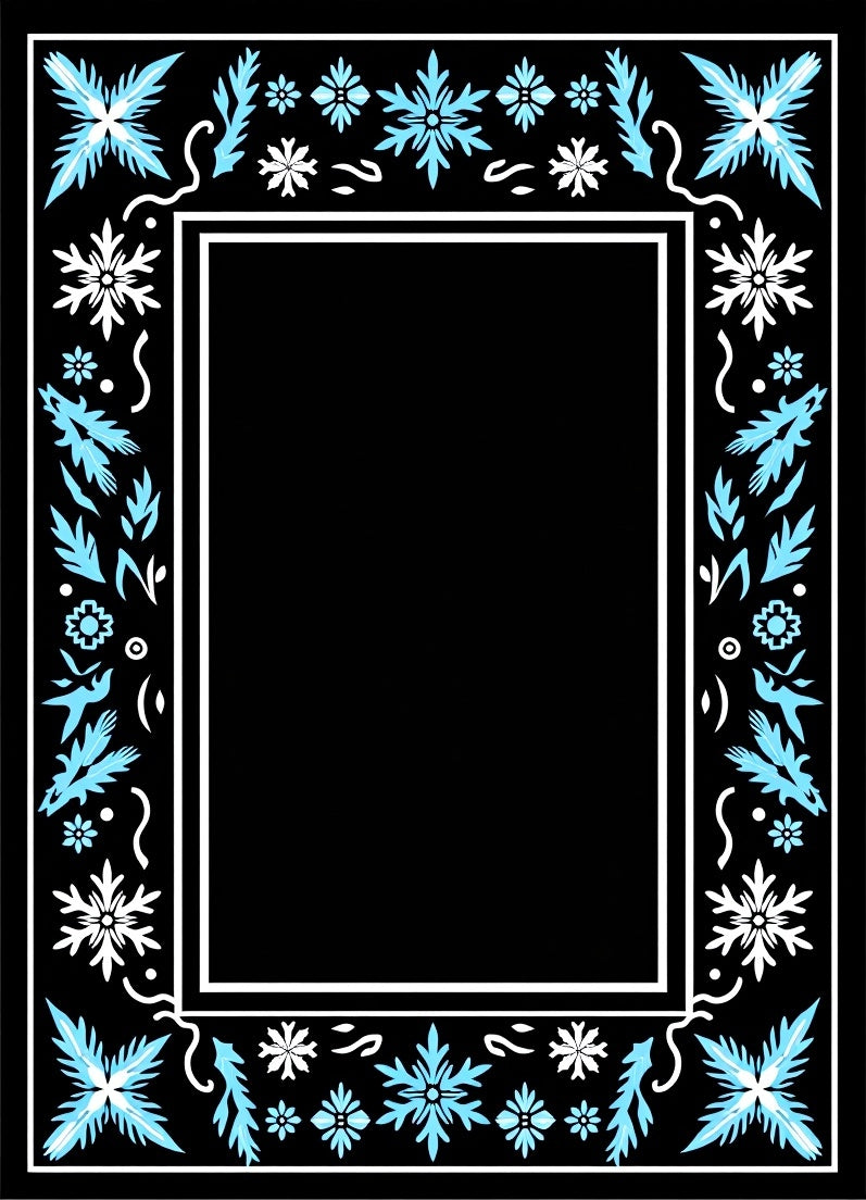 Winter Sky Floral Border Rug