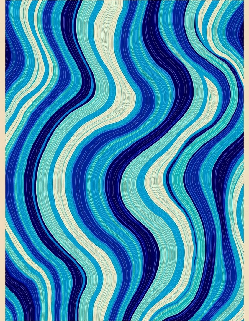 Ocean Blue Swirl Wave Rug