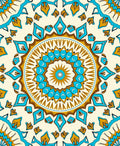 Golden Turquoise Medallion Mandala Rug