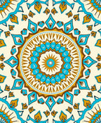 Golden Turquoise Medallion Mandala Rug