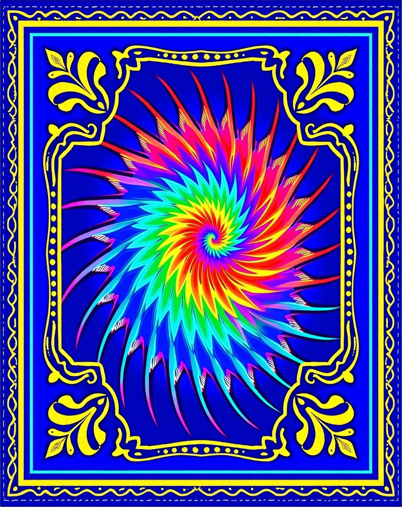 Vibrant Rainbow Spiral Swirl Rug