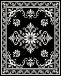 Black and White Floral Medallion Border Rug