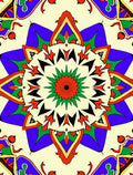 Vibrant Red Sunburst Geometric Medallion Rug