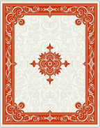Crimson Ornate Scrollwork Central Medallion Rug