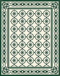Emerald Green Floral Medallion Lattice Rug